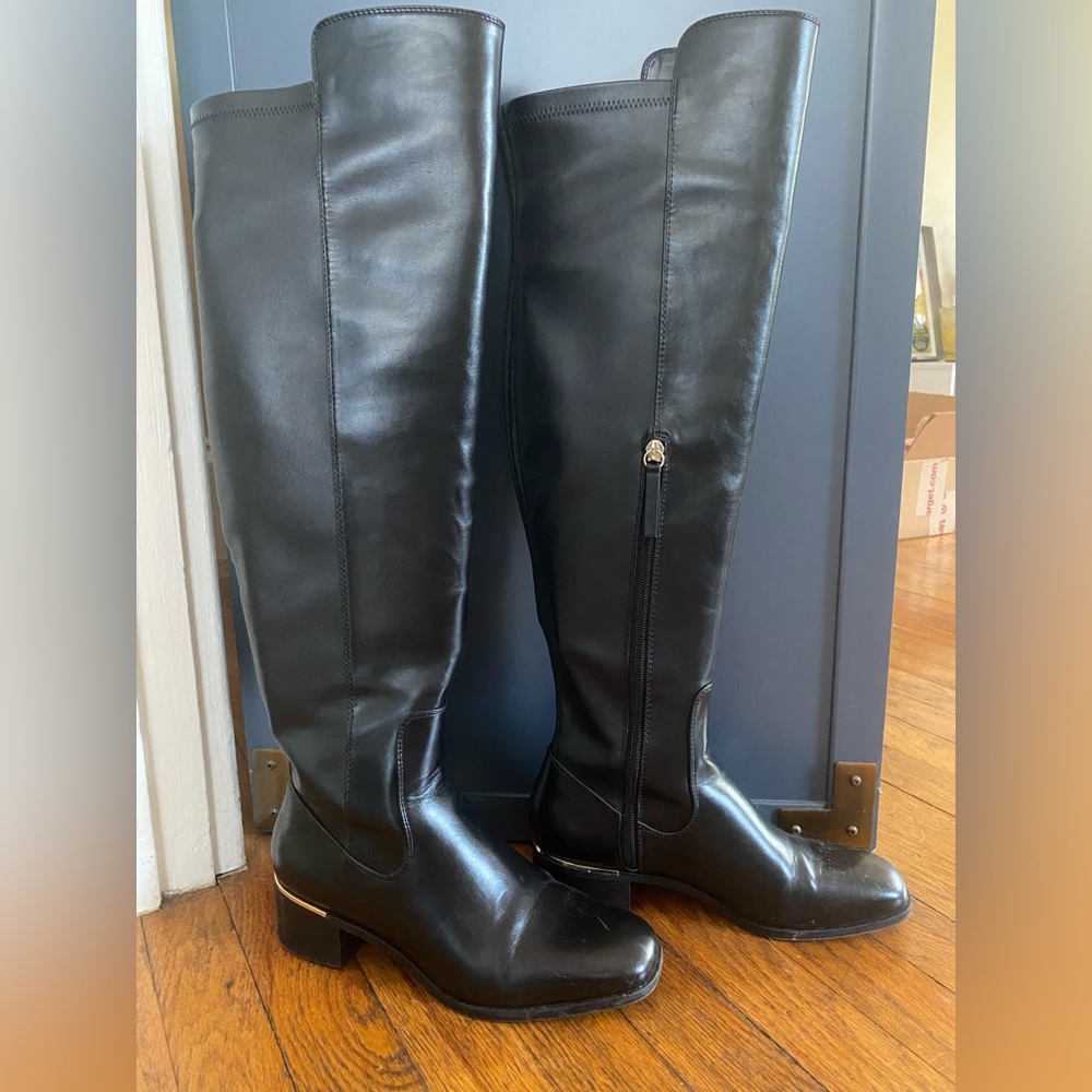Zara Over the Knee Black Leather Boots